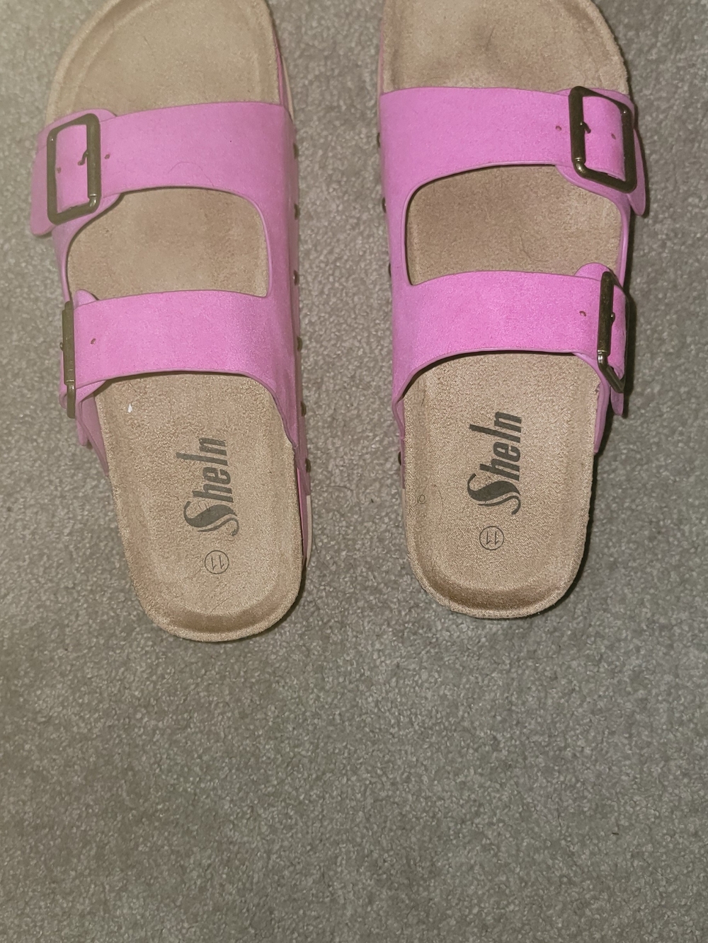 SHEIN Bright Pink Double Buckle Slide Sandals-10.5